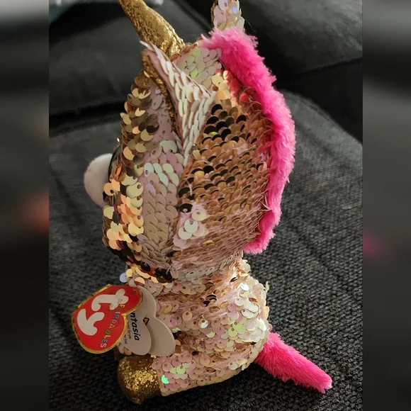 Fantasia Flippable Sequin Unicorn Beanie Baby - Picture 2 of 6